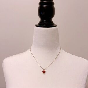 Cute Red Heart Pendant Necklace | Gold Tone Stainless Steel | Everyday Jewelry